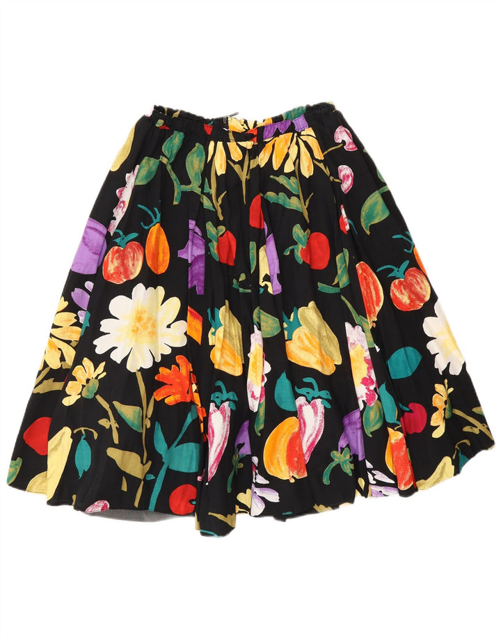 Vintage Kvinders Flared Skirt W28 Medium Multicolored Floral Bohemian