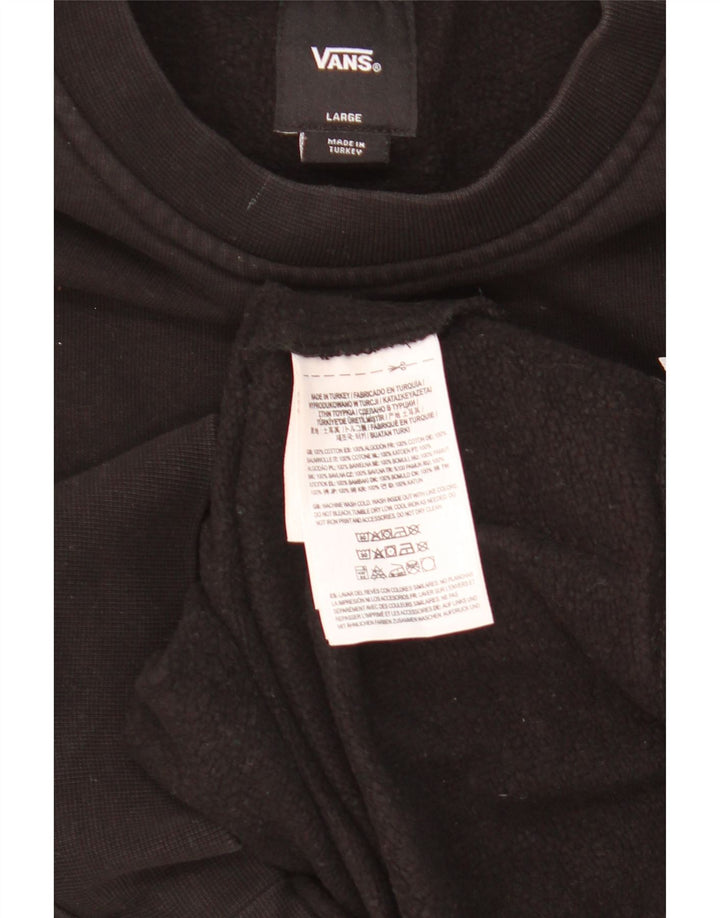 Vans Dame Grafisk Sweatshirt Jumper UK 16 Stor Sort Bomuld