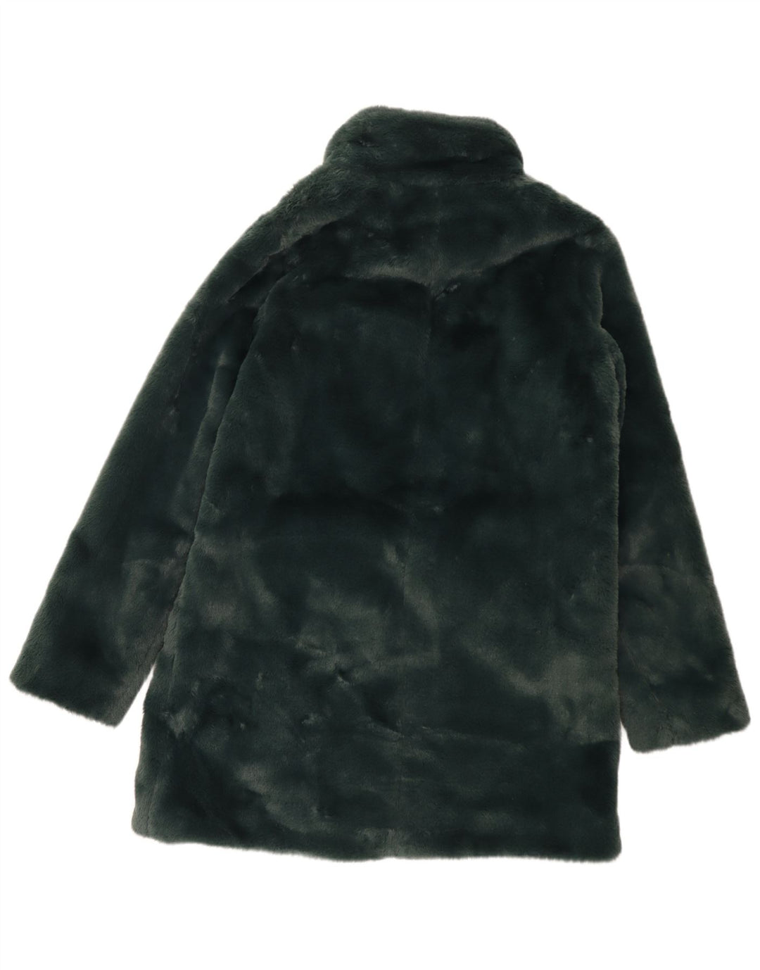 Fat Face Dame Oversized Faux Fur Overcoat UK 10 Small Green Polyester