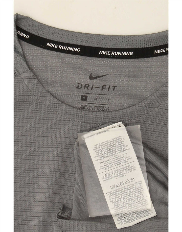 Nike herre Dri Fit T-shirt top mellemgrå nålestribet polyester