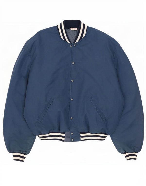Vintage Herre Grafisk Varsity Jacket UK 44 2XL Blå