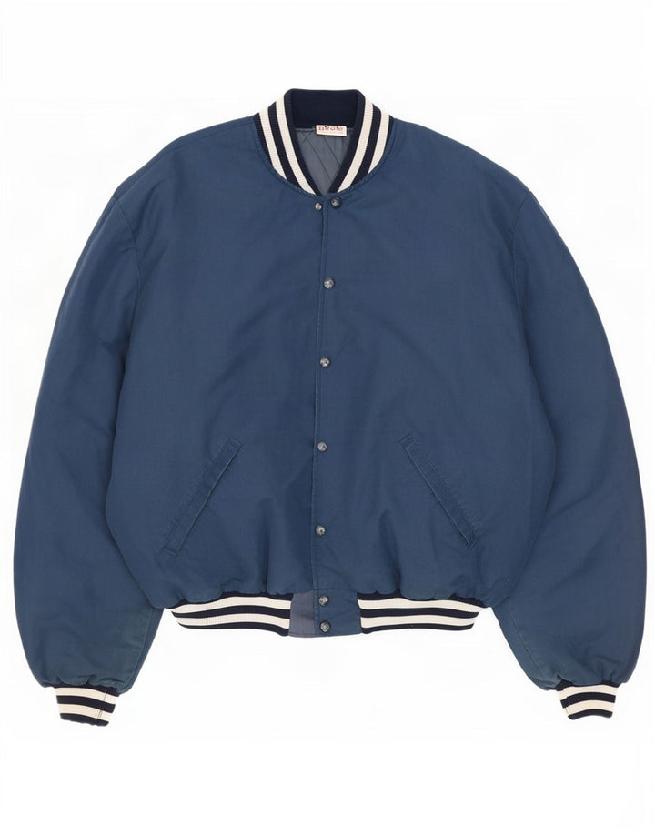 Vintage Herre Grafisk Varsity Jacket UK 44 2XL Blå