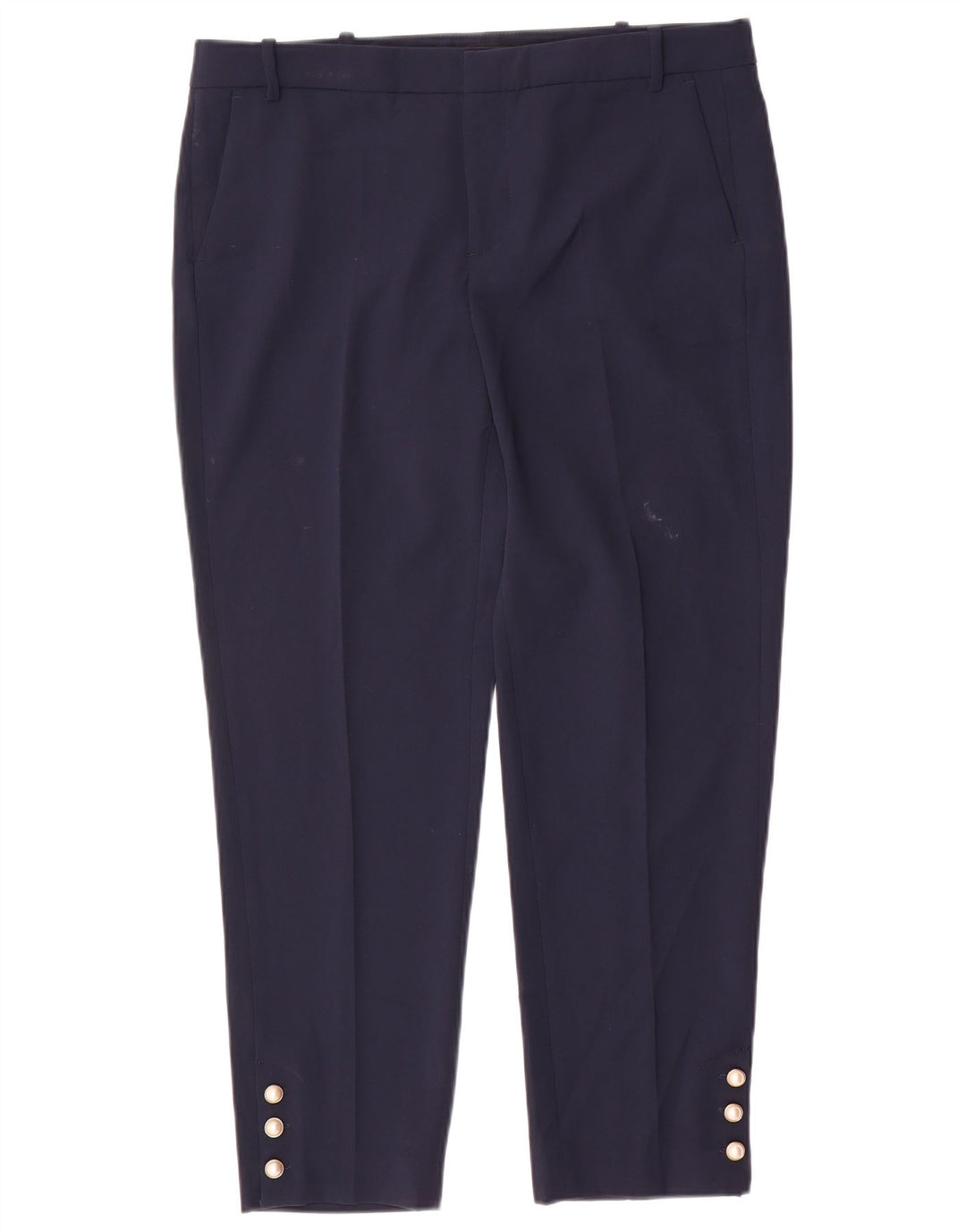 Zara Dame Slim Cropped Bukser Large W34 L26 Navy Blue