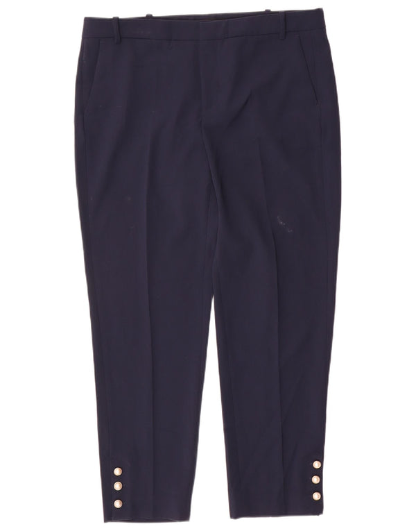 Zara Dame Slim Cropped Bukser Large W34 L26 Navy Blue