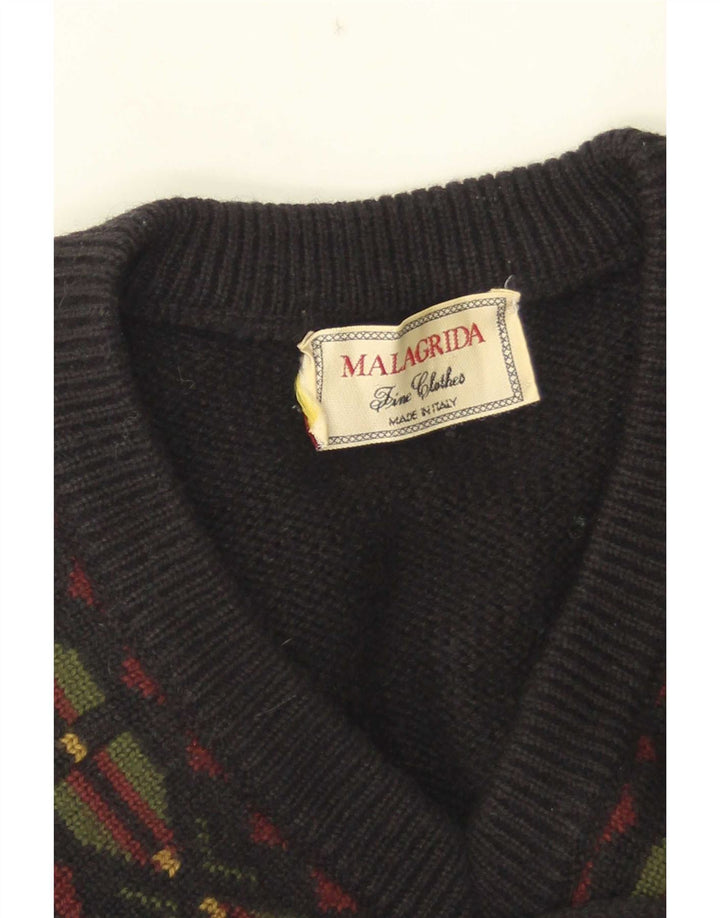 Malagrida Herre V-hals sweater Stor Sort Geometrisk