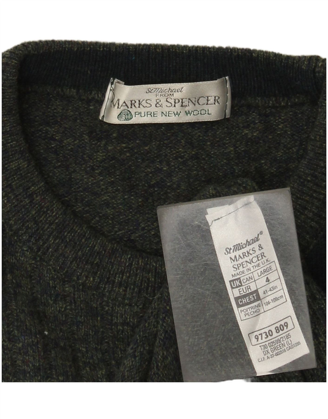 Marks & Spencer Herre sweater med rund hals, stor grøn farveblok
