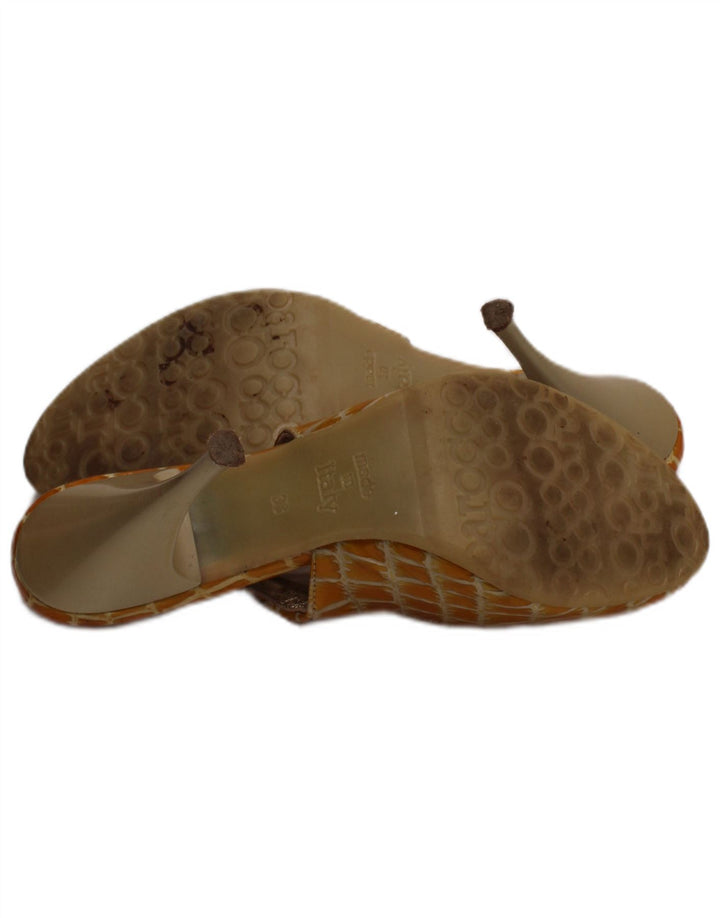Roccobarocco Slingback hæle til kvinder UK Størrelse 5 Gul Animal Print Designer