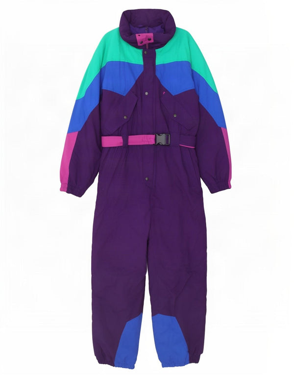 Marlboro Mens Hooded Ski Jumpsuit EU 50 Medium Purple Colourblock Cotton
