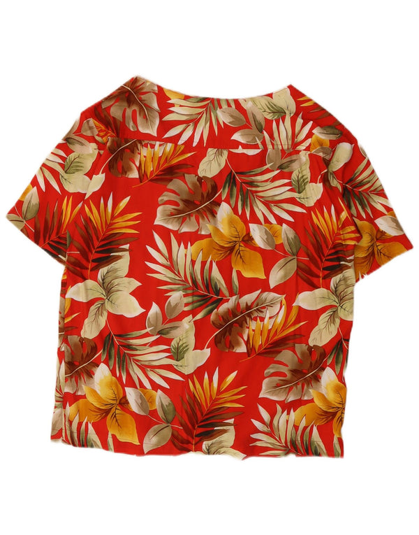 Vintage kvinders kortærmet skjortebluse UK 16 Large Red Floral