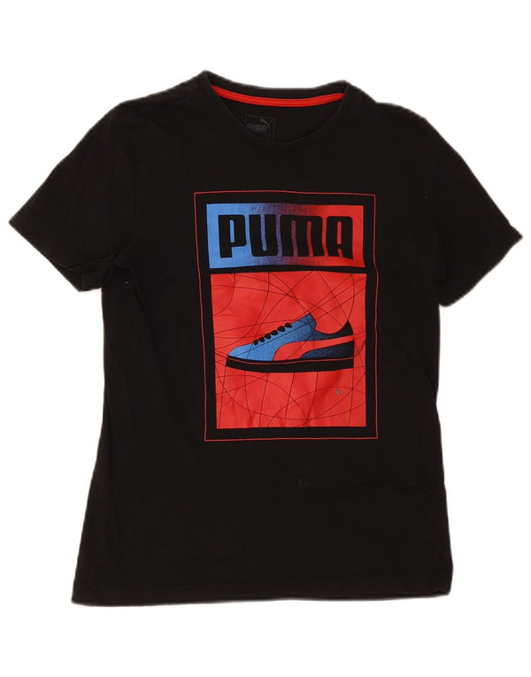 Puma Boys Grafisk T-Shirt Top 13-14 år XL Sort Bomuld