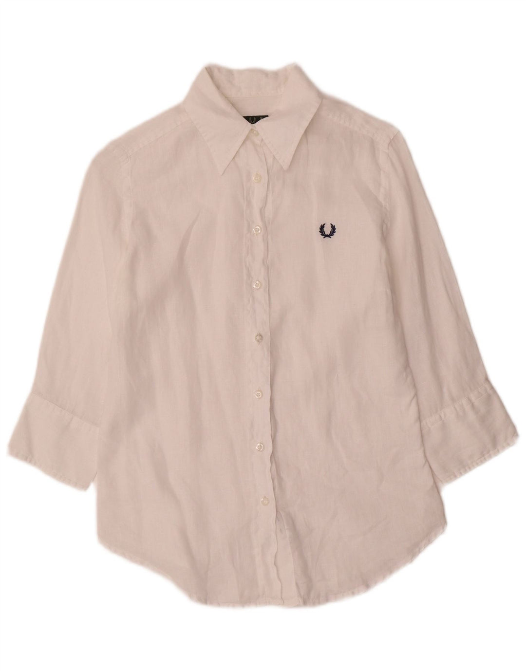 Fred Perry skjorte med 3/4 ærmer til kvinder UK 10 Small White Linen