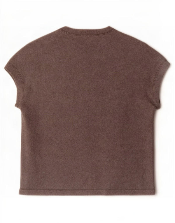 Zara Dame T-Shirt Top UK 14 Medium Grå Akryl