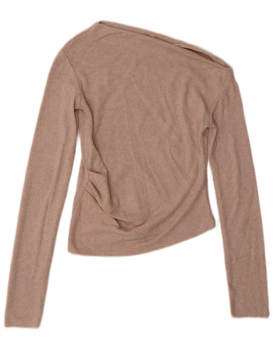 Zara Womens Crop Langærmet One Shoulder Top UK 8 Small Beige
