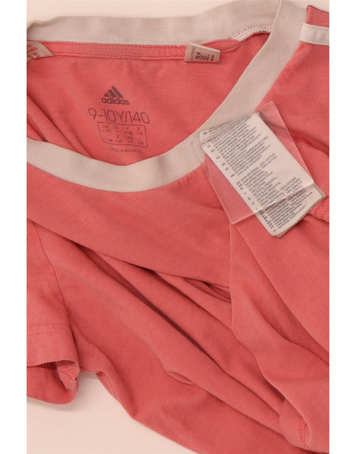ADIDAS Pige T-Shirt Top 9-10 År Pink Bomuld