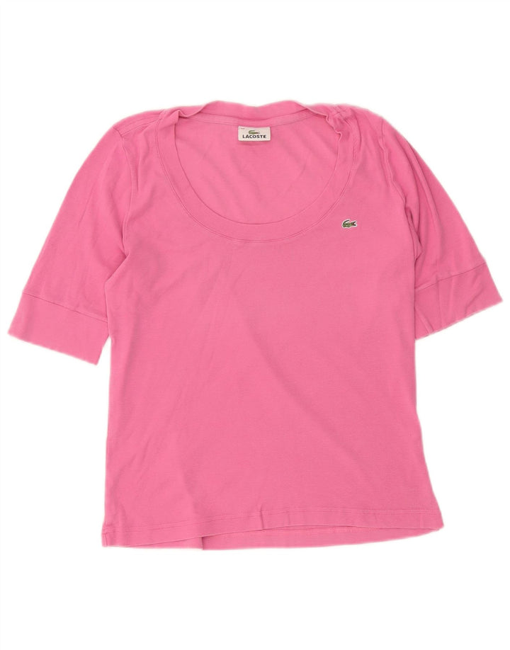 Lacoste Dame T-Shirt Top Størrelse 44 Large Pink Bomuld