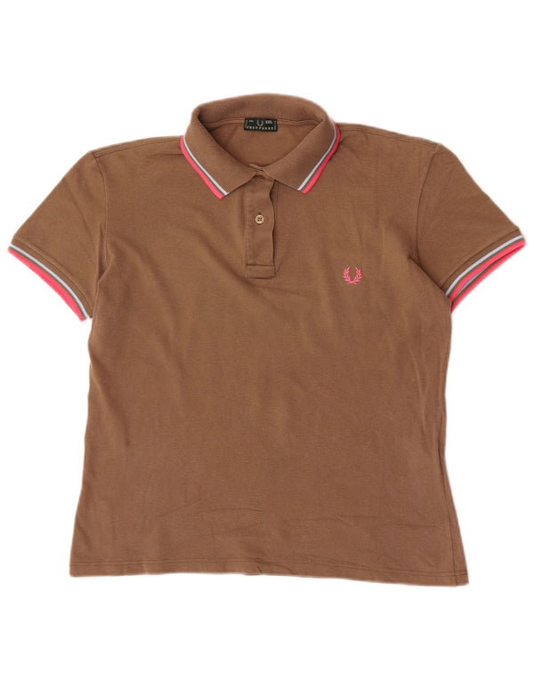 Fred Perry Dame Polo Shirt UK 20 2XL Brun Bomuld