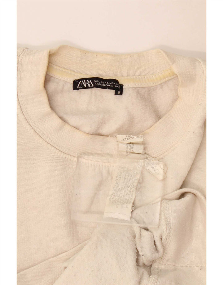 Zara Dame Sweatshirt Jumper UK 16 Large Off White Polyester