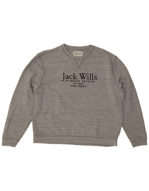 JACK & JONES Grafisk sweatshirt til mænd 2XL Grå Flecked Bomuld