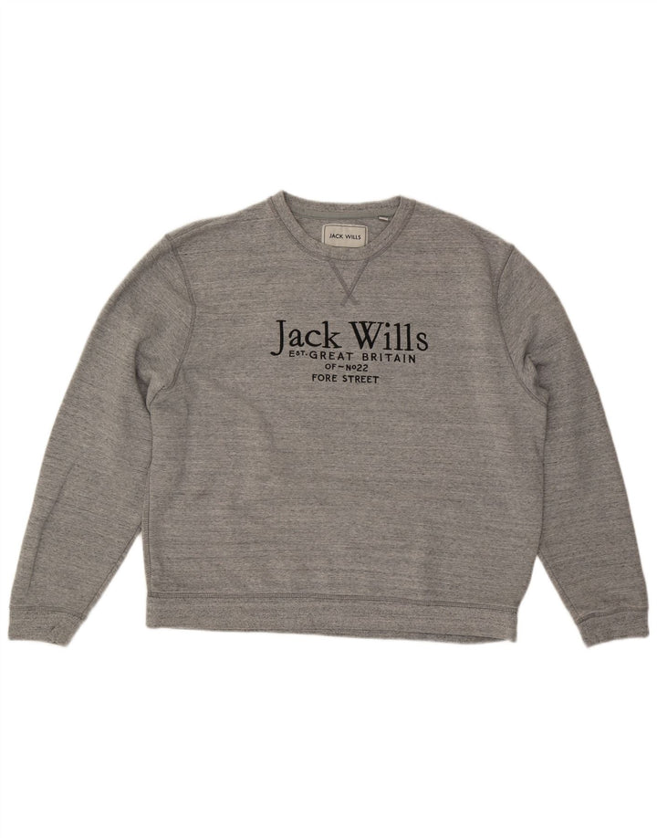 JACK & JONES Grafisk sweatshirt til mænd 2XL Grå Flecked Bomuld