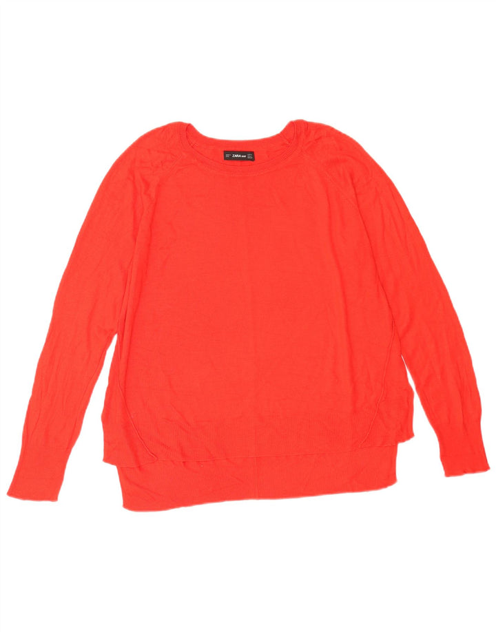 Zara Dame Boat Neck Jumper Sweater UK 14 Medium Red