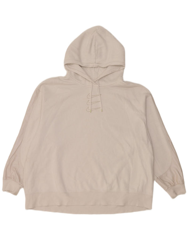 Nike Dame Grafisk Oversized Hoodie Jumper UK 20 2XL Hvid Bomuld