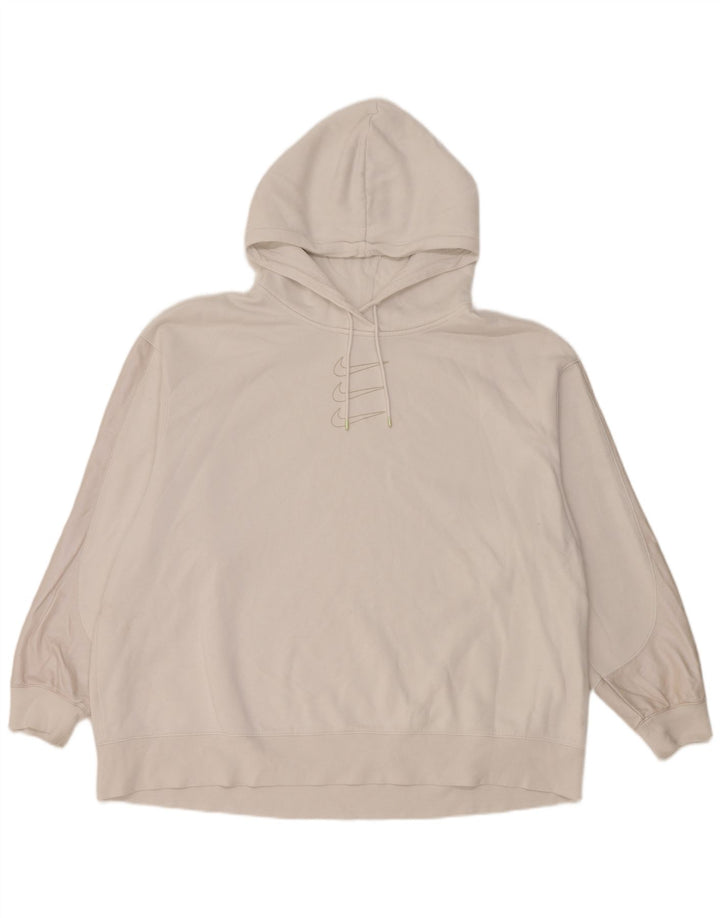 Nike Dame Grafisk Oversized Hoodie Jumper UK 20 2XL Hvid Bomuld