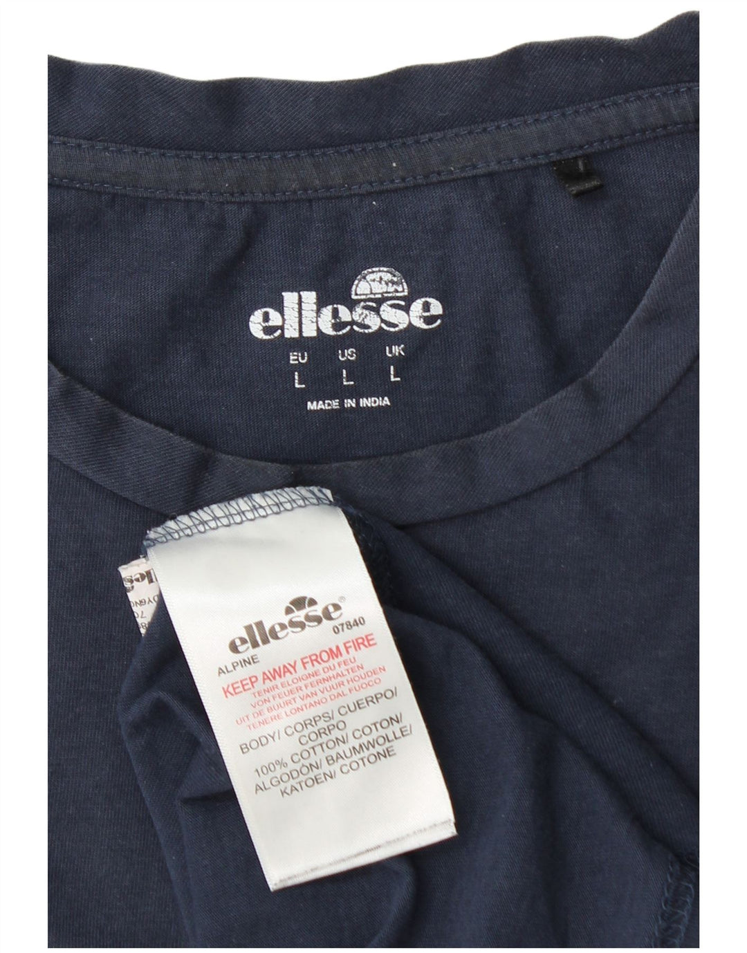 Ellesse Herre Grafisk T-Shirt Top Stor Marineblå Bomuld