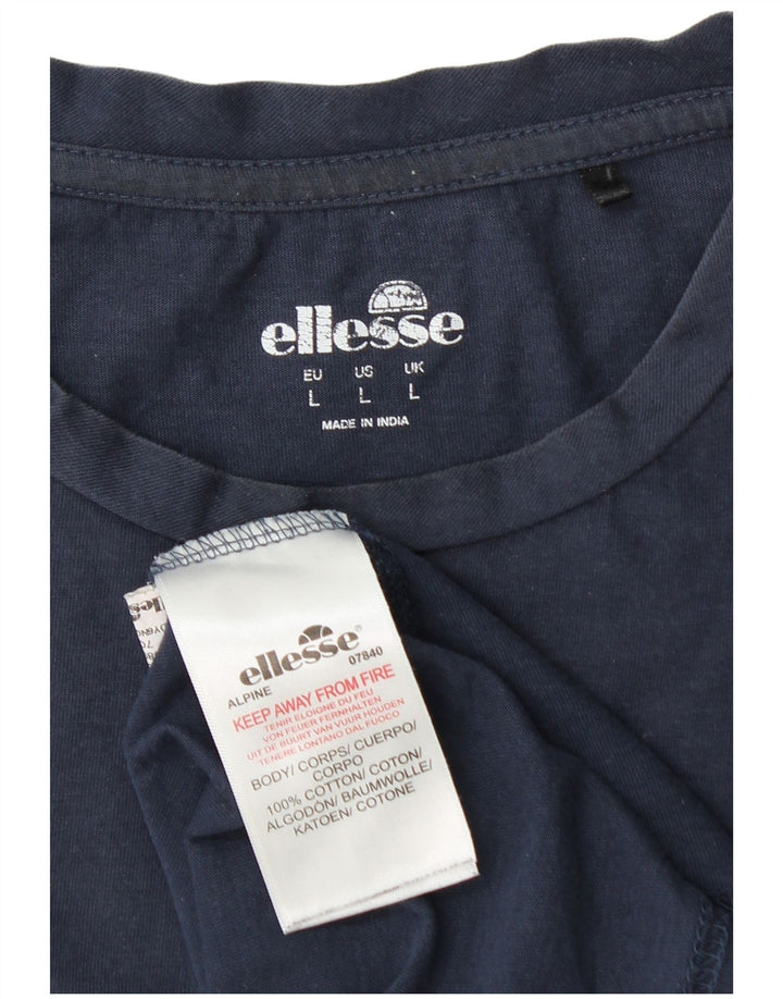 Ellesse Herre Grafisk T-Shirt Top Stor Marineblå Bomuld