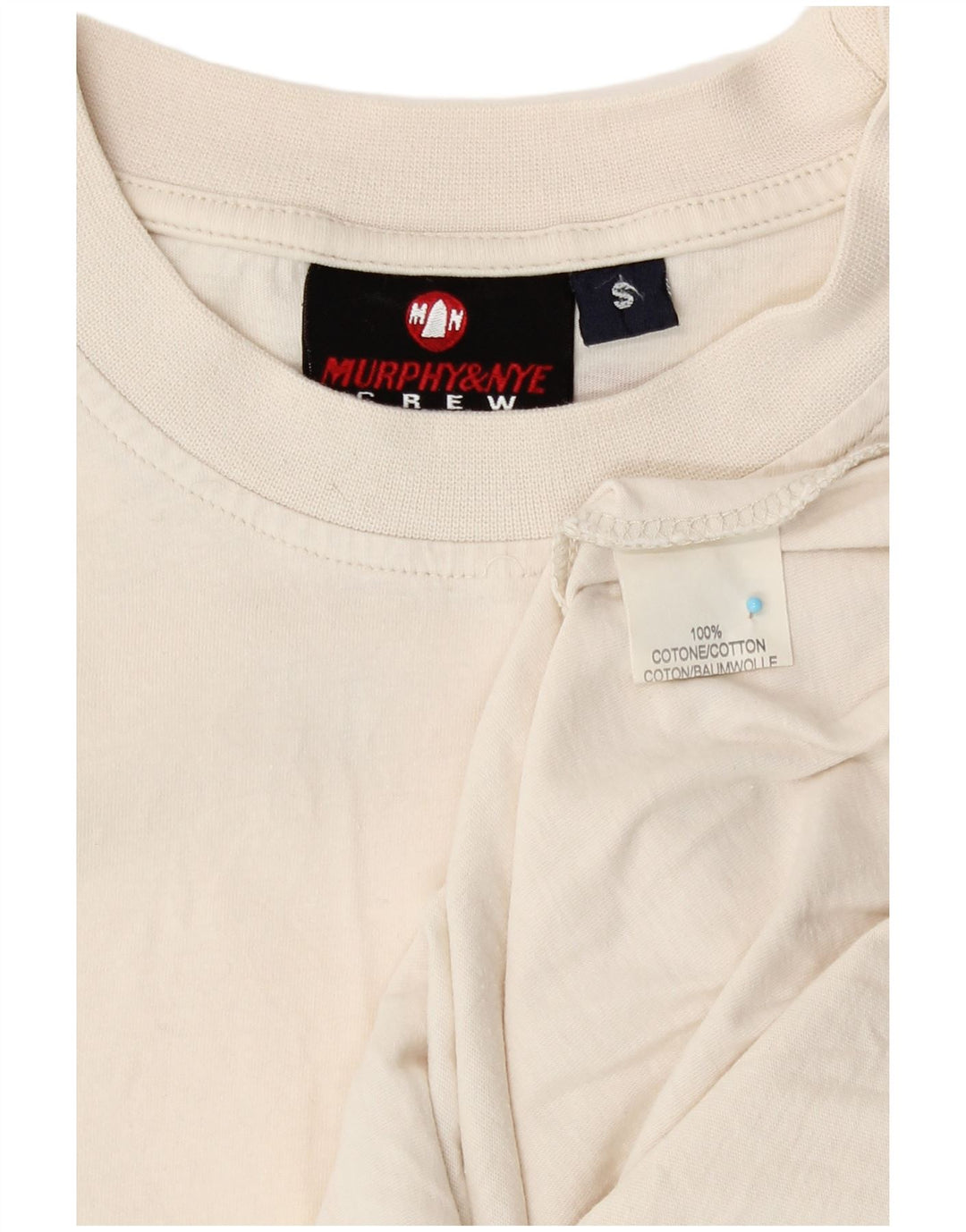 Murphy & Nye Herre grafisk top langærmet lille hvid bomuld
