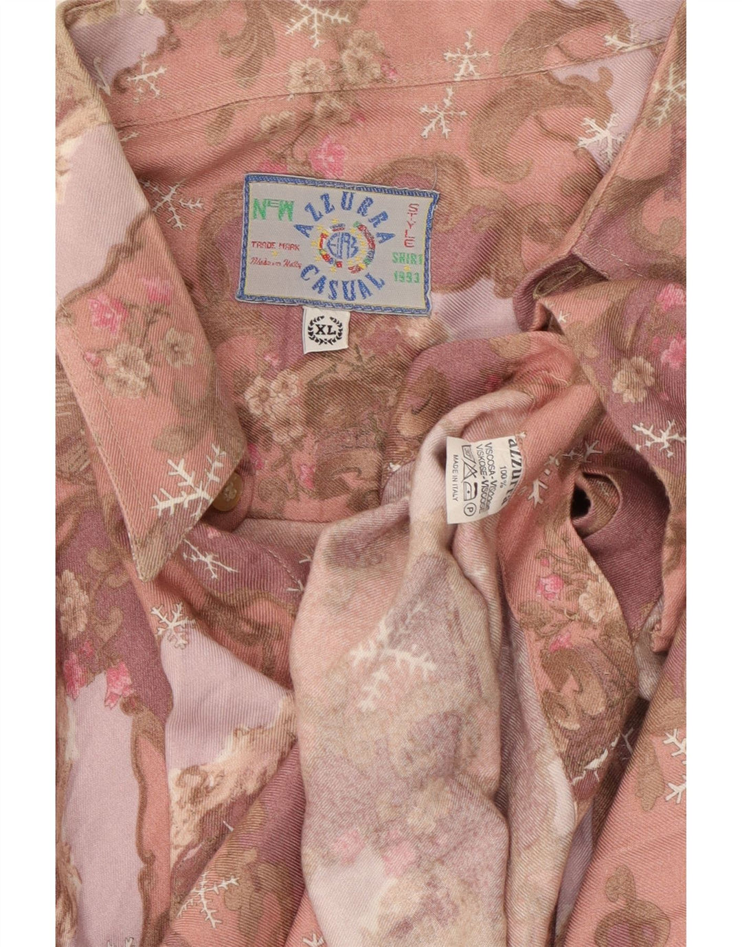 Azzurra Herreskjorte XL Pink Floral Viscose