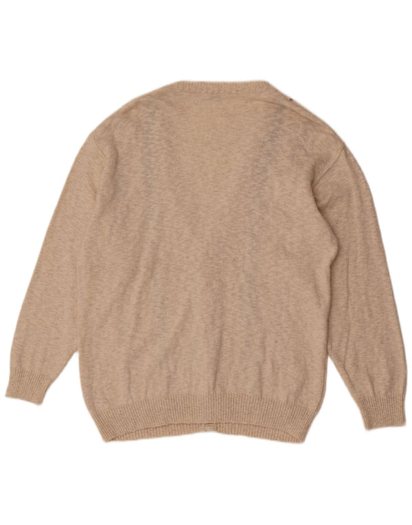 Vintage herre cardigan sweater IT 54 XL Beige stribet bomuld