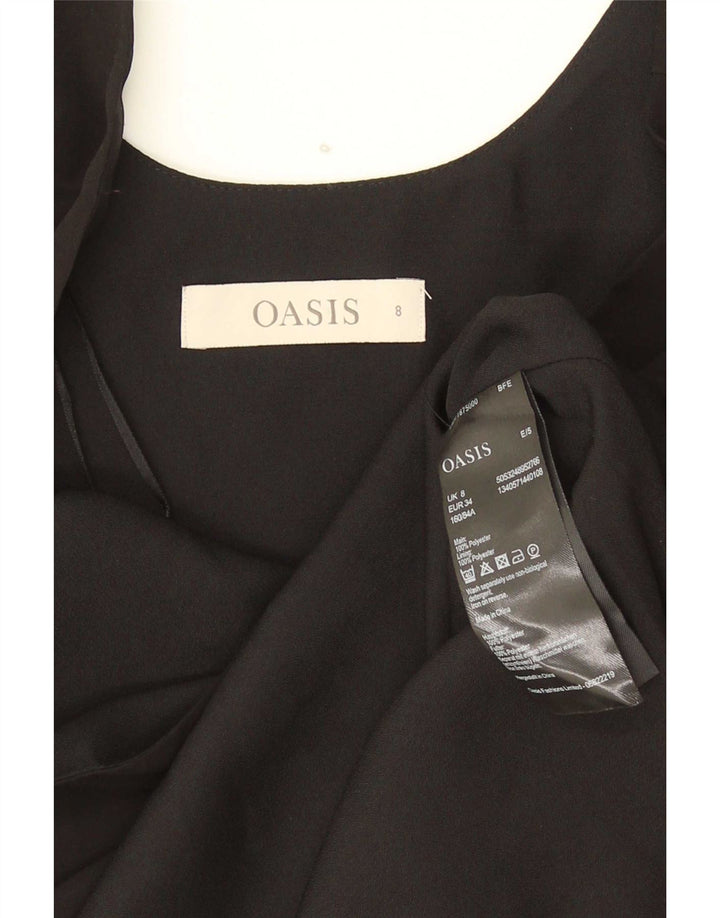 Oasis Dame ærmeløs bluse Top UK 8 Lille sort polyester