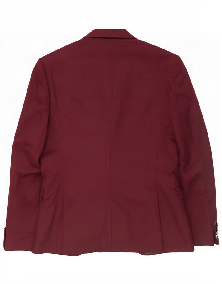 Zara Herre 1-knaps blazerjakke EU 48 Medium Burgundy Polyester