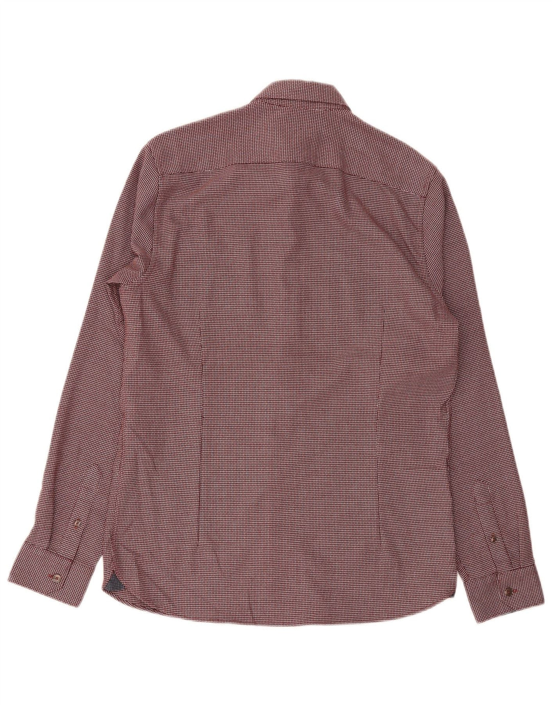 Ted Baker Herre Regular Fit skjorte størrelse 3 Medium Burgundy Geometric Polyester