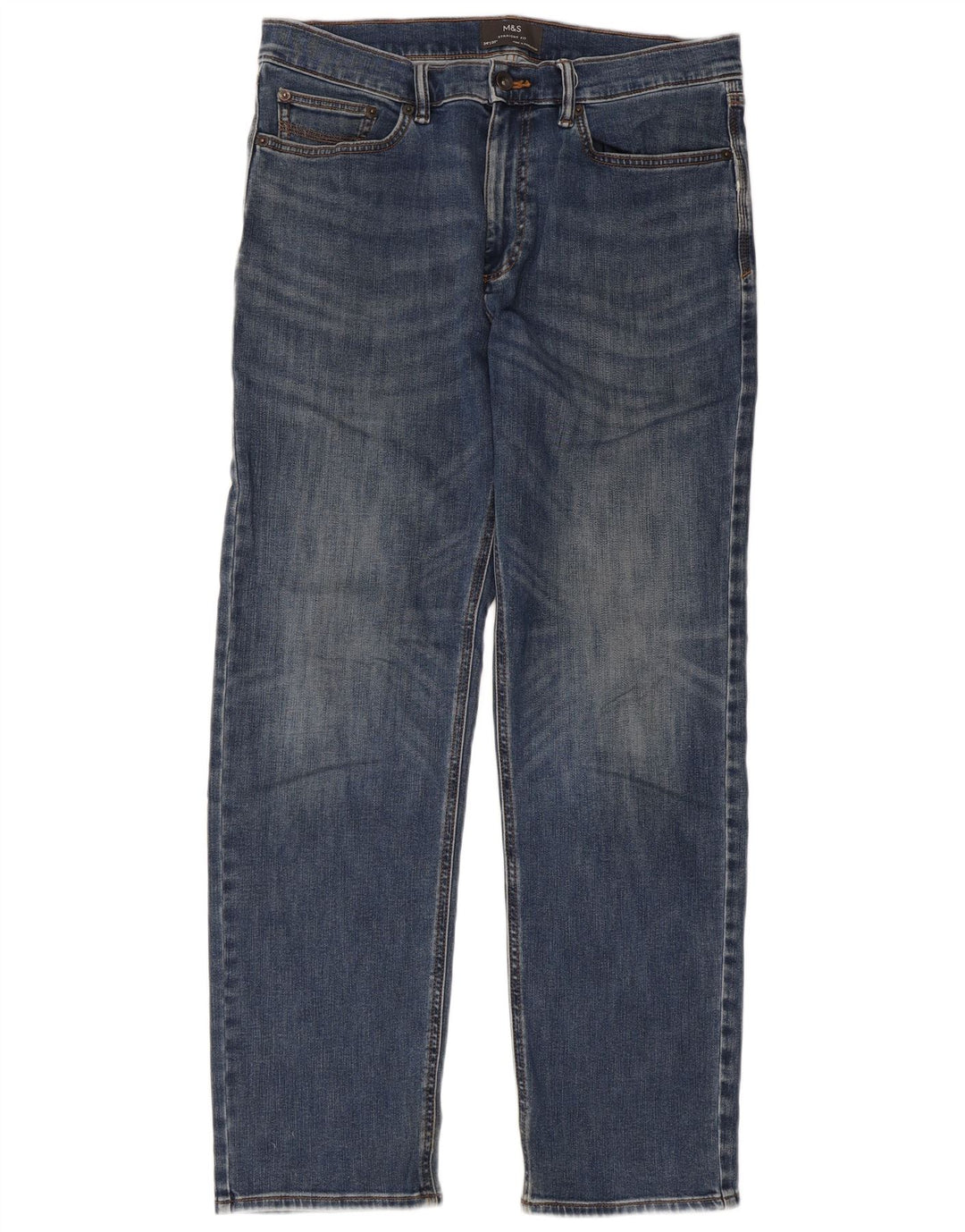 Marks & Spencer Straight Jeans til mænd W34 L31 Blå bomuld