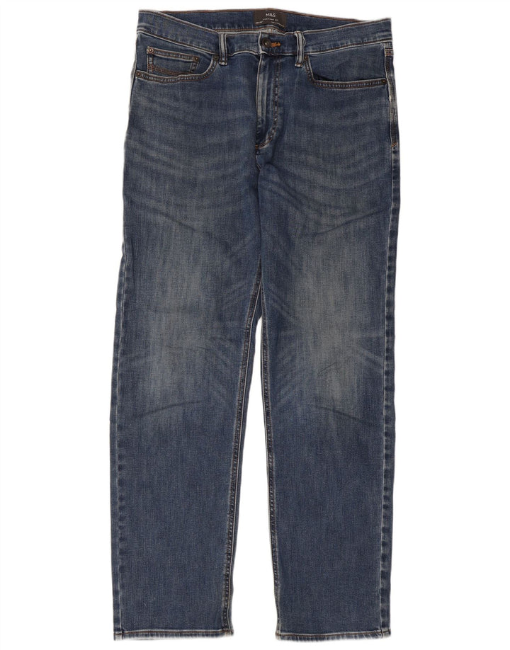 Marks & Spencer Straight Jeans til mænd W34 L31 Blå bomuld