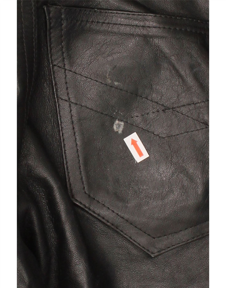 VINTAGE Womens Straight Trousers IT 44 Medium W29 L33 Black Leather Vintage Vintage and Second-Hand Vintage from Messina Hembry 