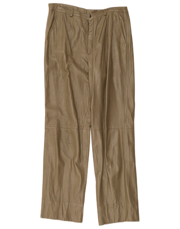 Sperry Womens lige læderbukser W32 L29 Khaki
