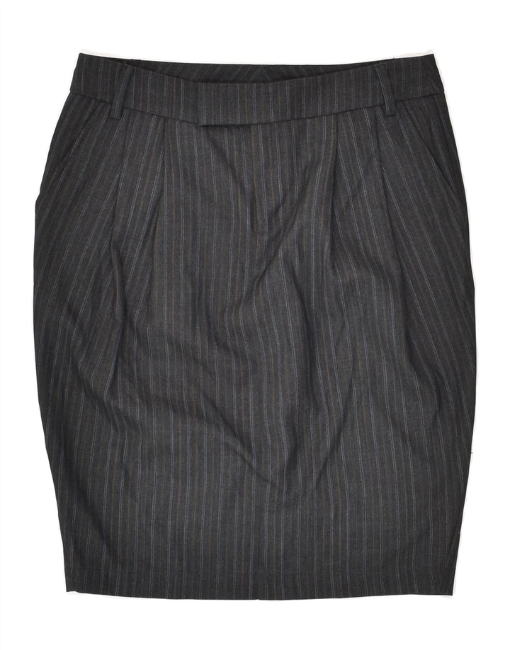 STEFANEL Womens Pencil Skirt EU 38 Medium W28 Black Striped Polyester | Vintage Stefanel | Thrift | Second-Hand Stefanel | Used Clothing | Messina Hembry 