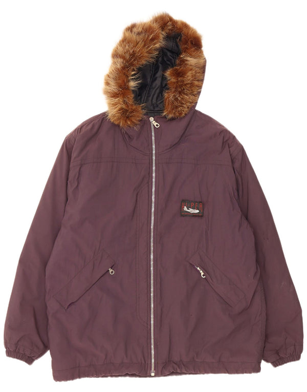 Belfe Herre Hooded Parka Jacket IT 54 2XL Burgundy Nylon