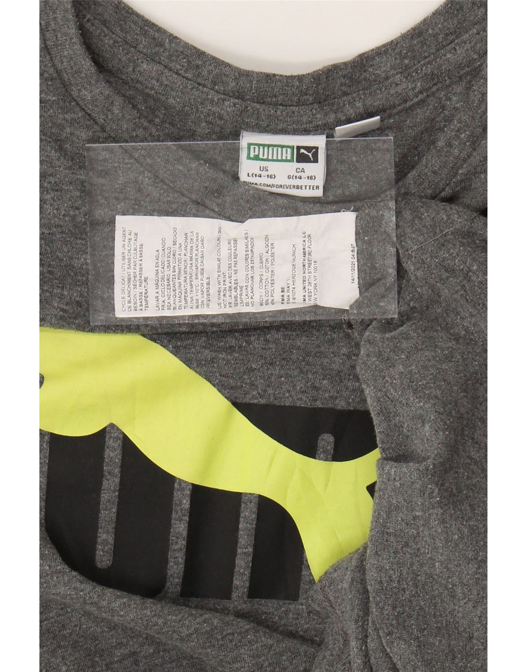 PUMA drenge grafisk t-shirt top 14-15 år stor grå bomuld