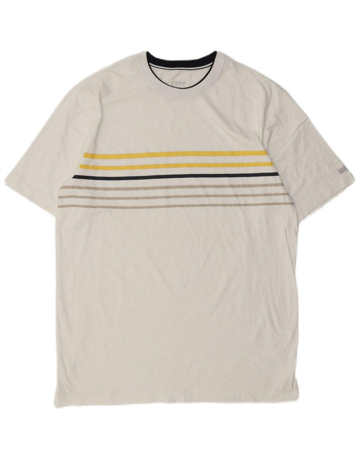 Izod Herre T-Shirt Top Stor hvid stribet bomuld