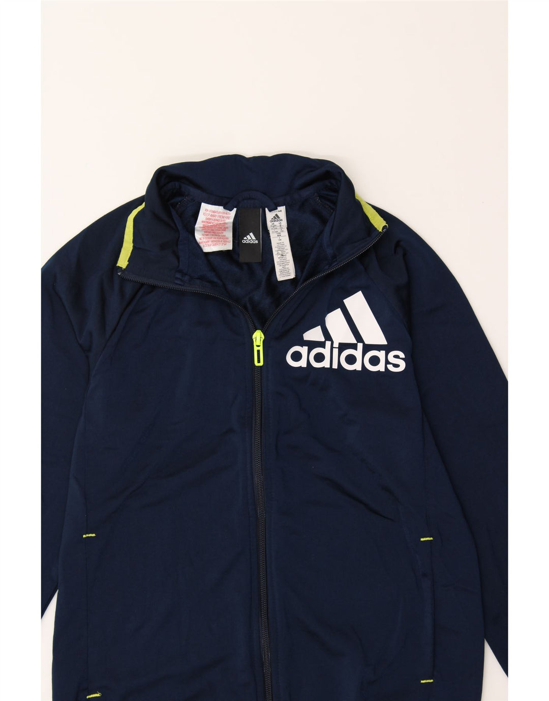 ADIDAS Boys Graphic Tracksuit Top Jacket 11-12 Years Navy Blue Polyester Vintage Adidas and Second-Hand Adidas from Messina Hembry 