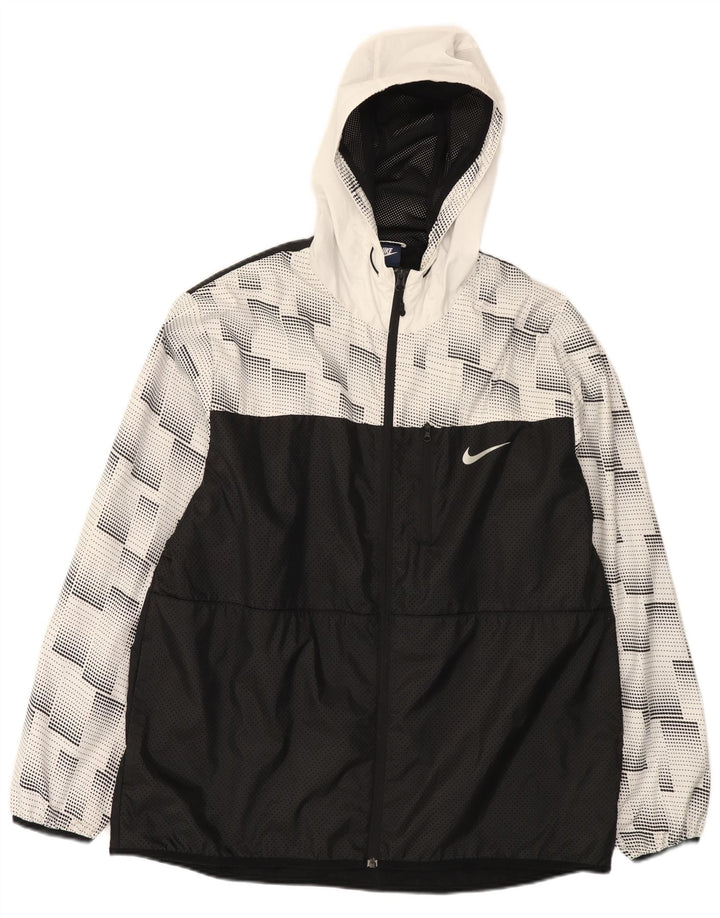 Nike Regnjakke med hætte til mænd UK 42 XL Sort Colourblock Polyester