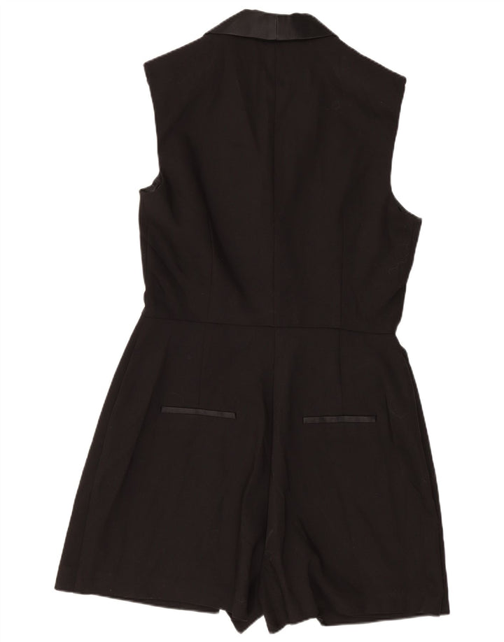 Zara Dame Ærmeløs Playsuit UK 12 Medium Sort Bomuld