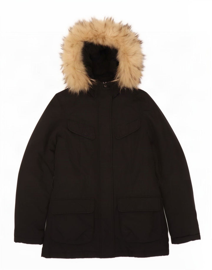 Woolrich Polstret hættejakke til kvinder UK 10 Small Black