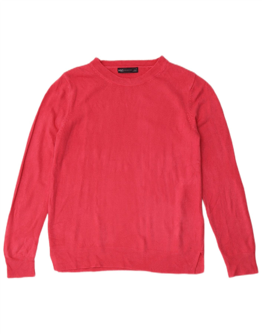 Marks & Spencer Dame Boat Neck Jumper Sweater UK 12 Medium Pink Akryl