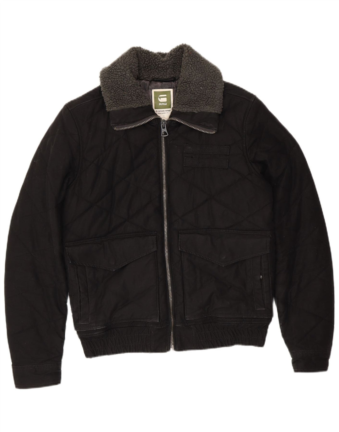 G-STAR Herre quiltet jakke UK 38 Medium Sort Bomuld