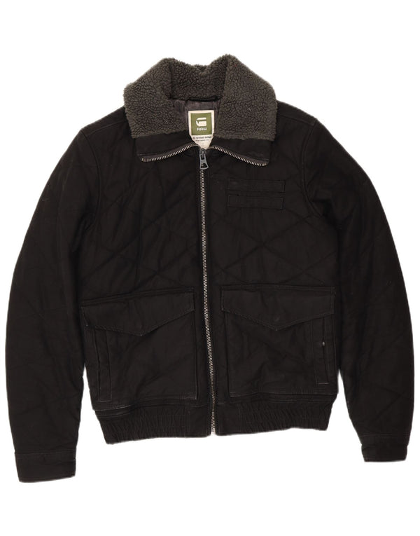 G-STAR Herre quiltet jakke UK 38 Medium Sort Bomuld