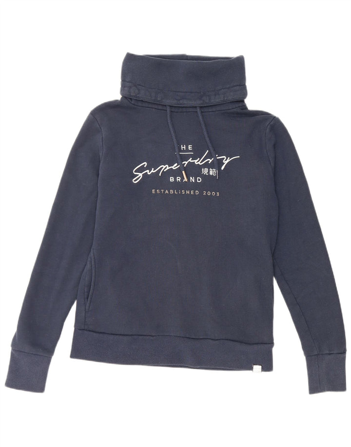 SUPERDRY Dame Oversized grafisk sweatshirt Jumper UK 10 Small Navy Blue